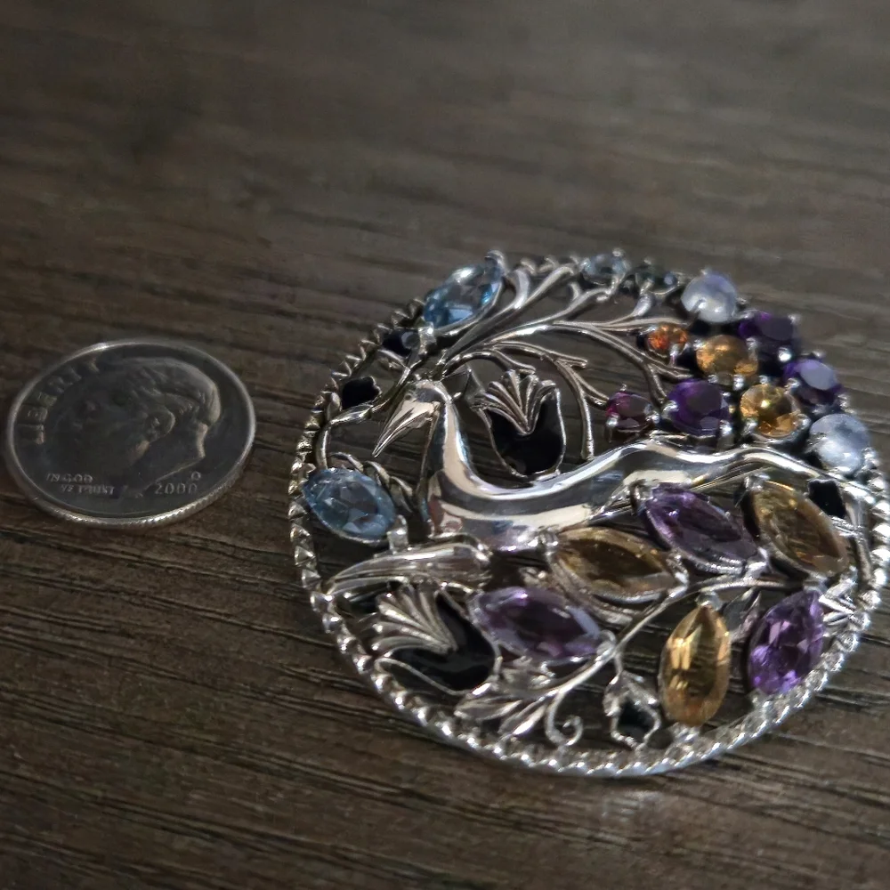 Nicky Butler 925 Sterling Silver Stag Pendant Brooch Designer Amethyst Citrine - Picture 14 of 16